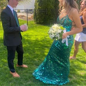 PromGirl Long Backless Prom Dress with Sequins